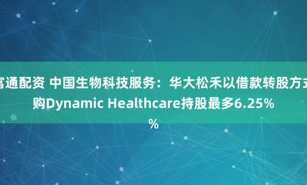 亿富通配资 中国生物科技服务：华大松禾以借款转股方式认购Dynamic Healthcare持股最多6.25%