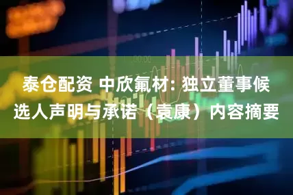 泰仓配资 中欣氟材: 独立董事候选人声明与承诺（袁康）内容摘要